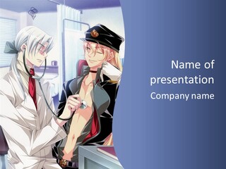 A Couple Of Anime Characters Standing Next To Each Other PowerPoint Template