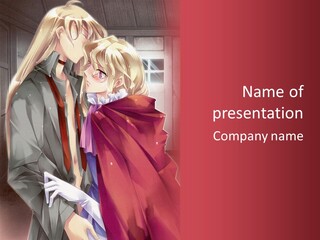 A Couple Of Anime Characters Hugging Each Other PowerPoint Template