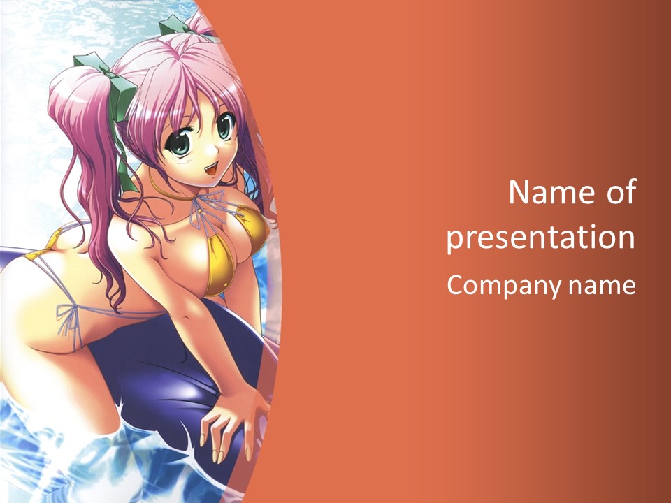A Girl With Pink Hair Is Sitting On A Surfboard PowerPoint Template