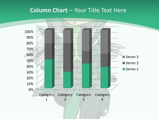 A Girl With Grey Hair And Green Eyes Is Sitting On A Green And White Background PowerPoint Template