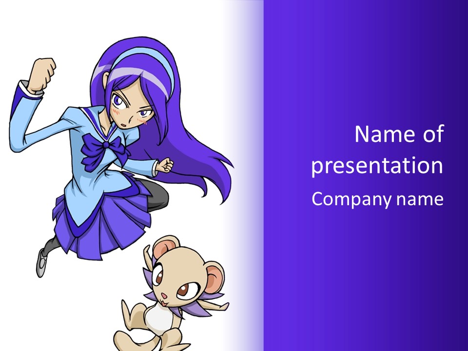 A Girl With Purple Hair Is Flying Over A Mouse PowerPoint Template