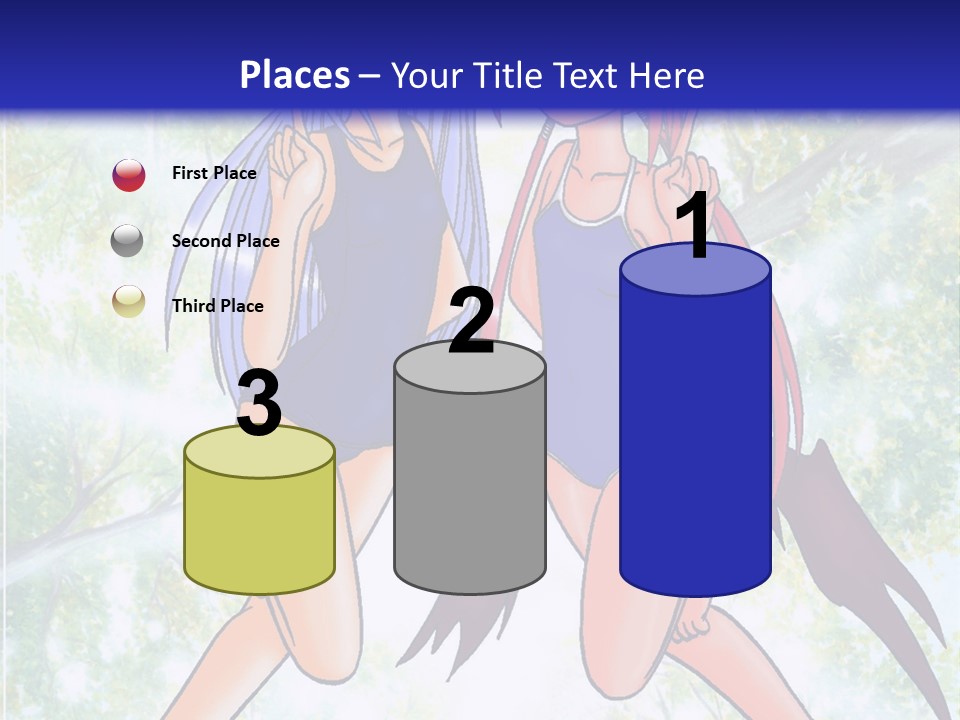 Two Girls In Swimsuits With Trees In The Background PowerPoint Template