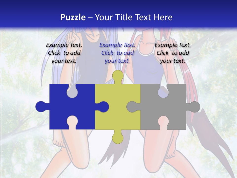 Two Girls In Swimsuits With Trees In The Background PowerPoint Template