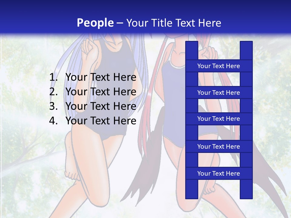 Two Girls In Swimsuits With Trees In The Background PowerPoint Template