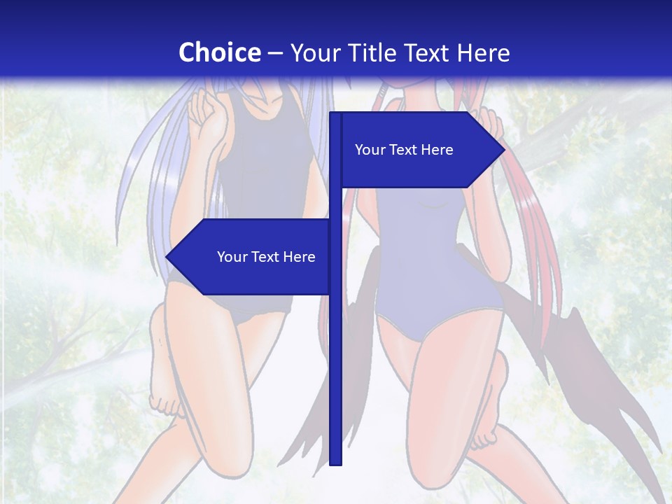 Two Girls In Swimsuits With Trees In The Background PowerPoint Template