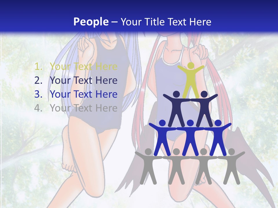 Two Girls In Swimsuits With Trees In The Background PowerPoint Template