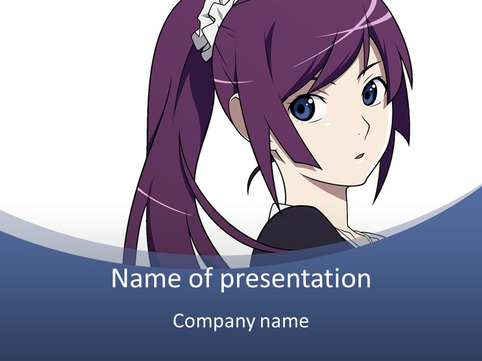 A Girl With Purple Hair Is Looking At The Camera PowerPoint Template