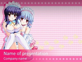 A Couple Of Anime Girls Sitting Next To Each Other PowerPoint Template