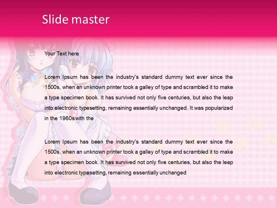 A Couple Of Anime Girls Sitting Next To Each Other PowerPoint Template