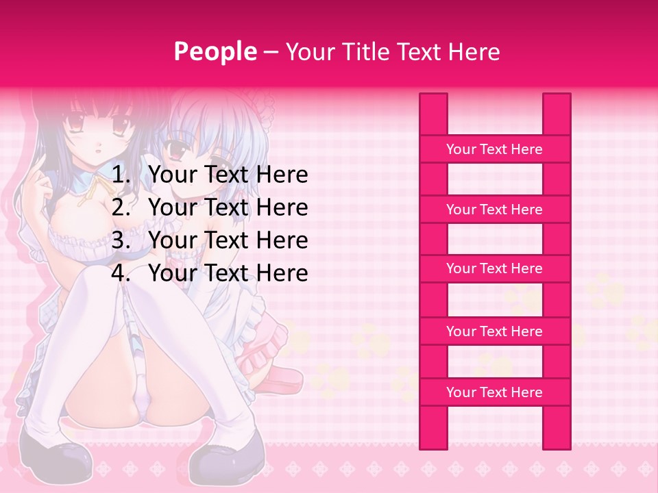 A Couple Of Anime Girls Sitting Next To Each Other PowerPoint Template