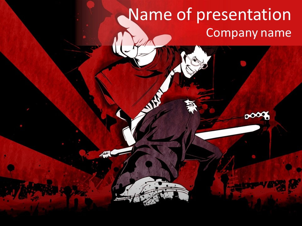 A Man Holding A Sword On Top Of A Red And Black Background PowerPoint Template