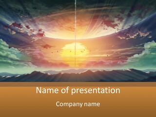 A Beautiful Sunset With Clouds In The Sky PowerPoint Template