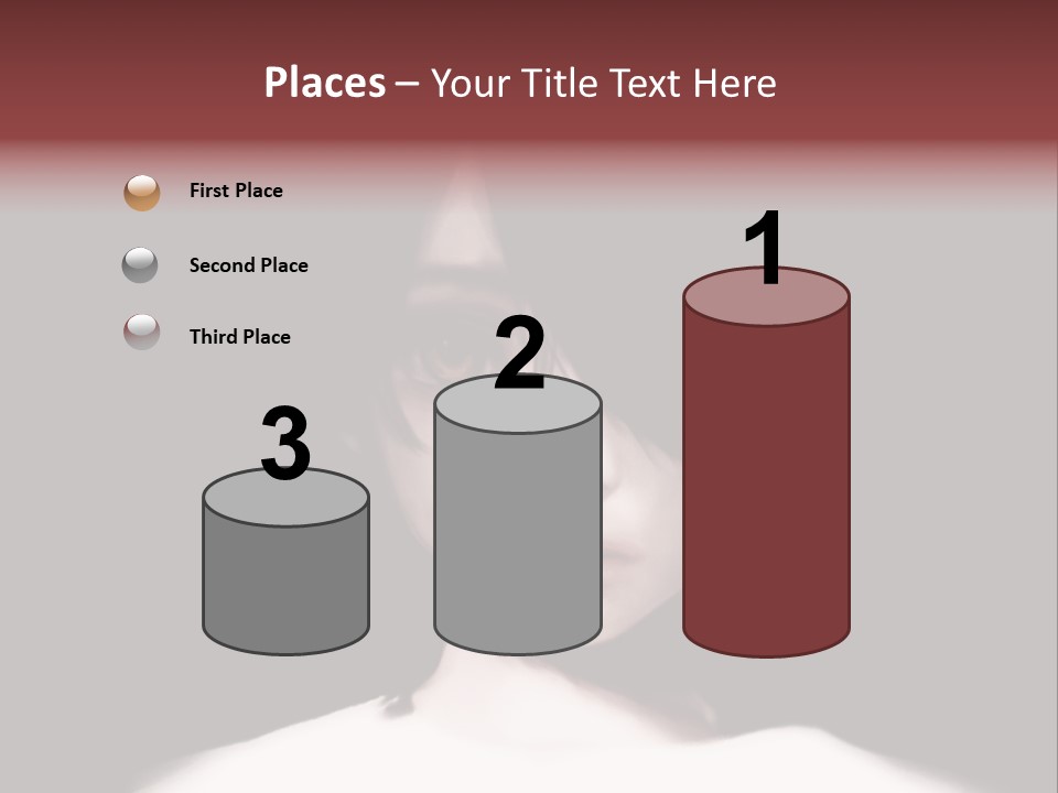 A Woman With Dark Hair And Yellow Eyes PowerPoint Template