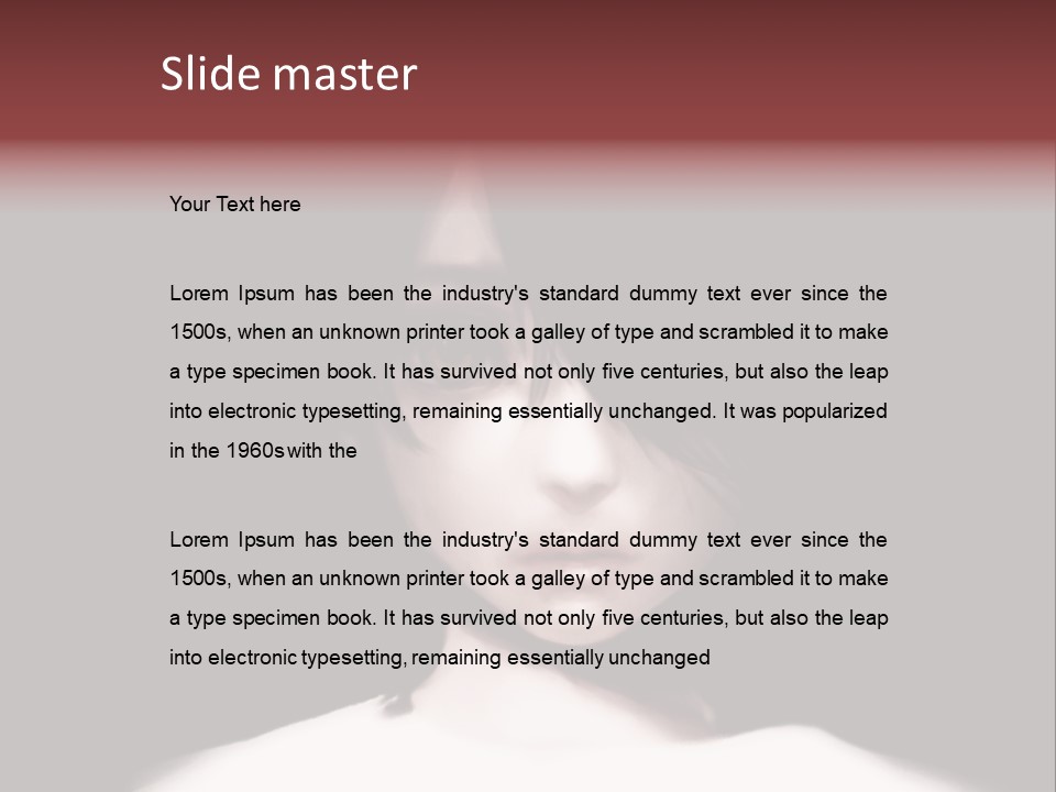 A Woman With Dark Hair And Yellow Eyes PowerPoint Template