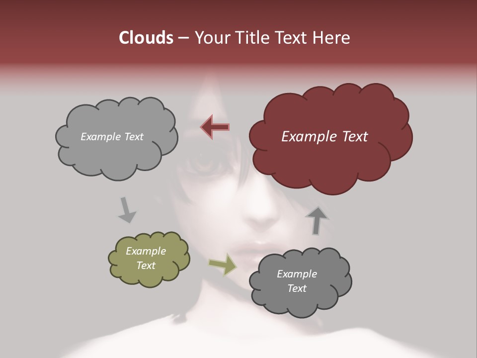 A Woman With Dark Hair And Yellow Eyes PowerPoint Template