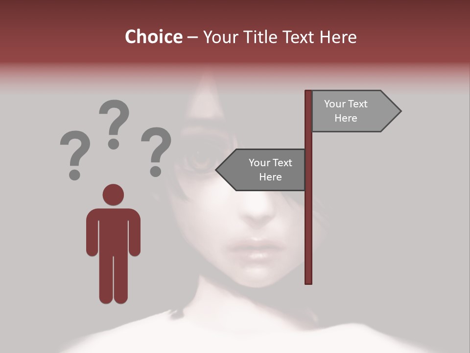 A Woman With Dark Hair And Yellow Eyes PowerPoint Template