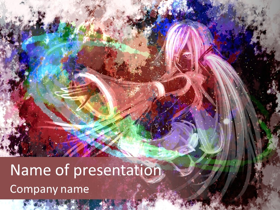 A Woman With Long Hair Is Dancing On A Colorful Background PowerPoint Template