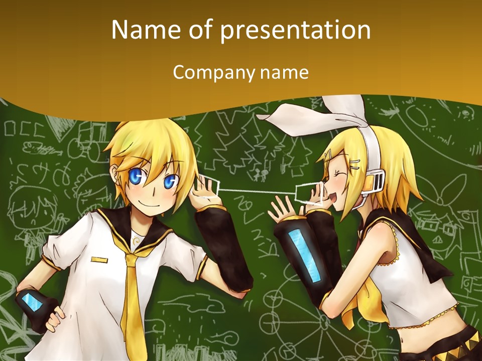 A Couple Of Anime Girls Standing Next To Each Other PowerPoint Template