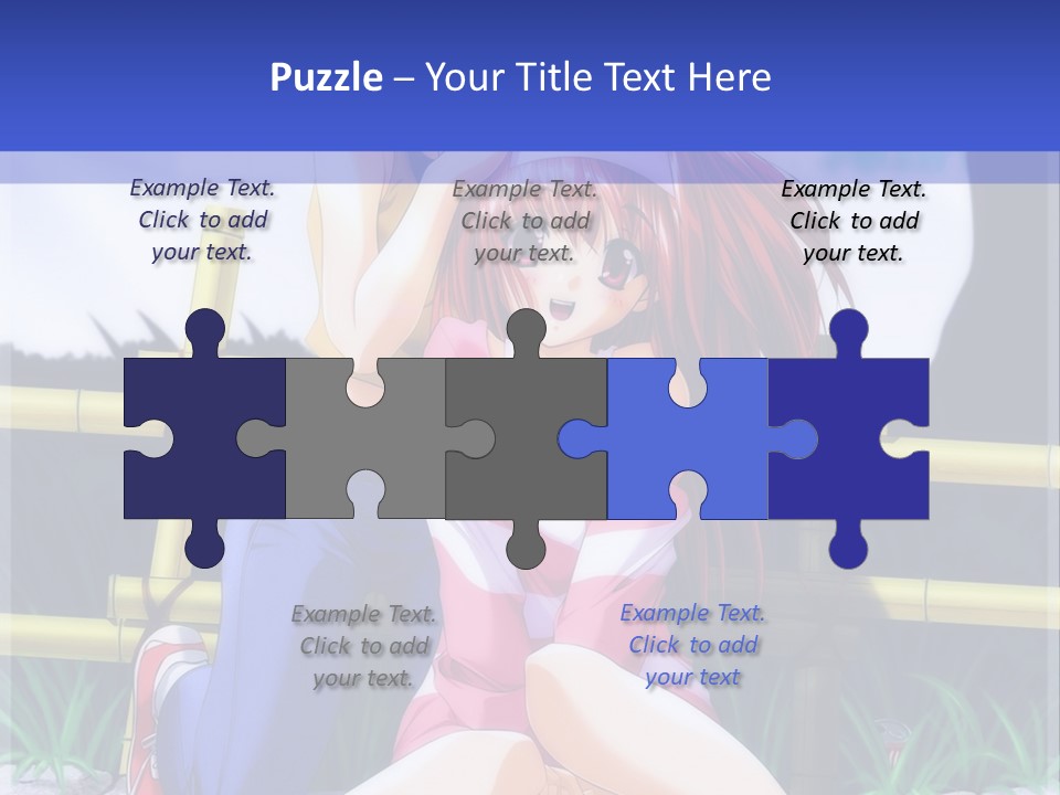 A Couple Of Anime Characters Sitting Next To Each Other PowerPoint Template