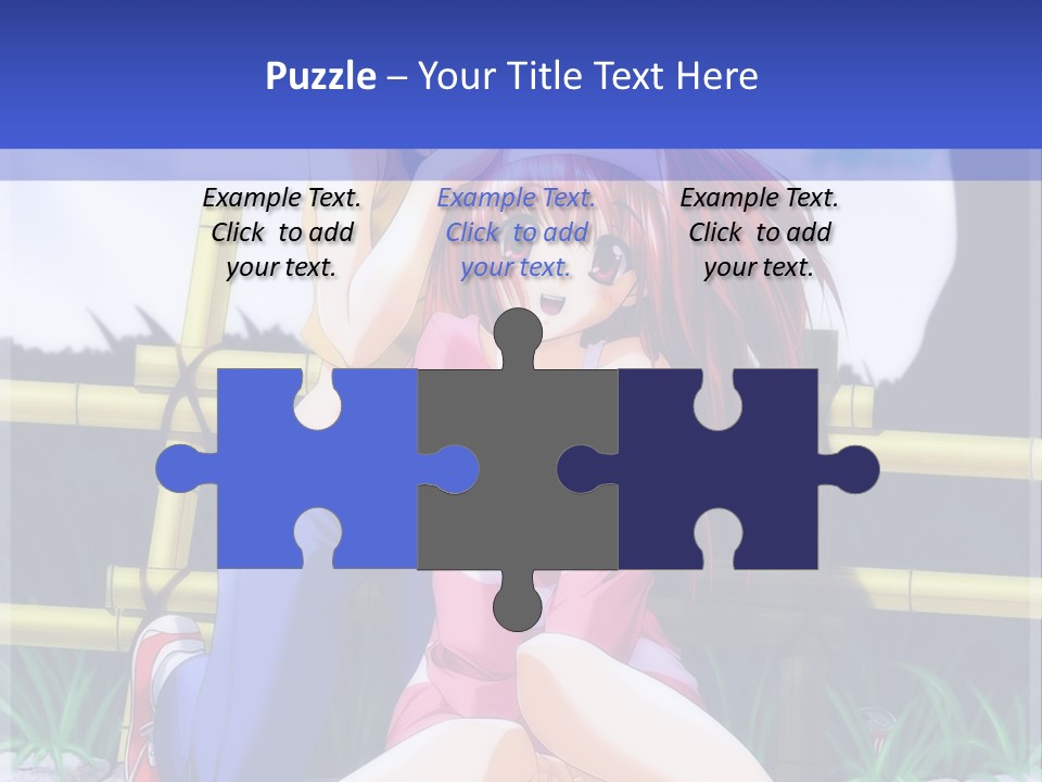 A Couple Of Anime Characters Sitting Next To Each Other PowerPoint Template