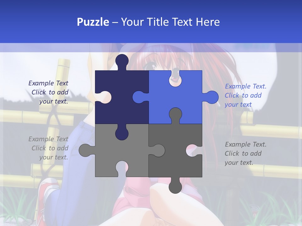 A Couple Of Anime Characters Sitting Next To Each Other PowerPoint Template