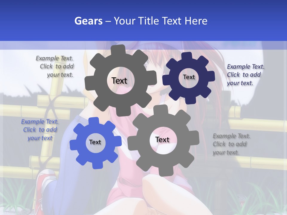 A Couple Of Anime Characters Sitting Next To Each Other PowerPoint Template