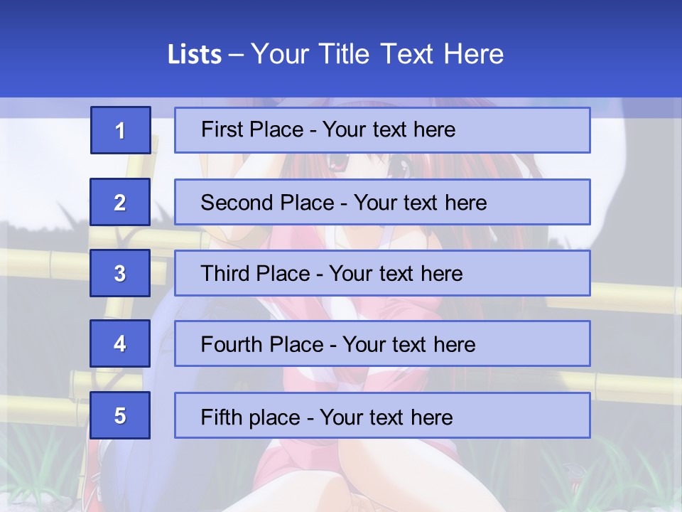 A Couple Of Anime Characters Sitting Next To Each Other PowerPoint Template