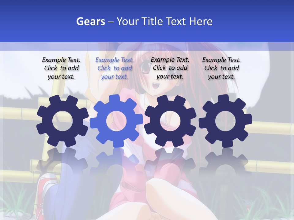 A Couple Of Anime Characters Sitting Next To Each Other PowerPoint Template