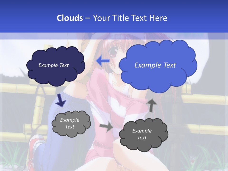 A Couple Of Anime Characters Sitting Next To Each Other PowerPoint Template