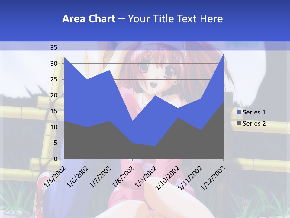 A Couple Of Anime Characters Sitting Next To Each Other PowerPoint Template