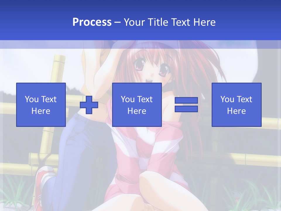 A Couple Of Anime Characters Sitting Next To Each Other PowerPoint Template