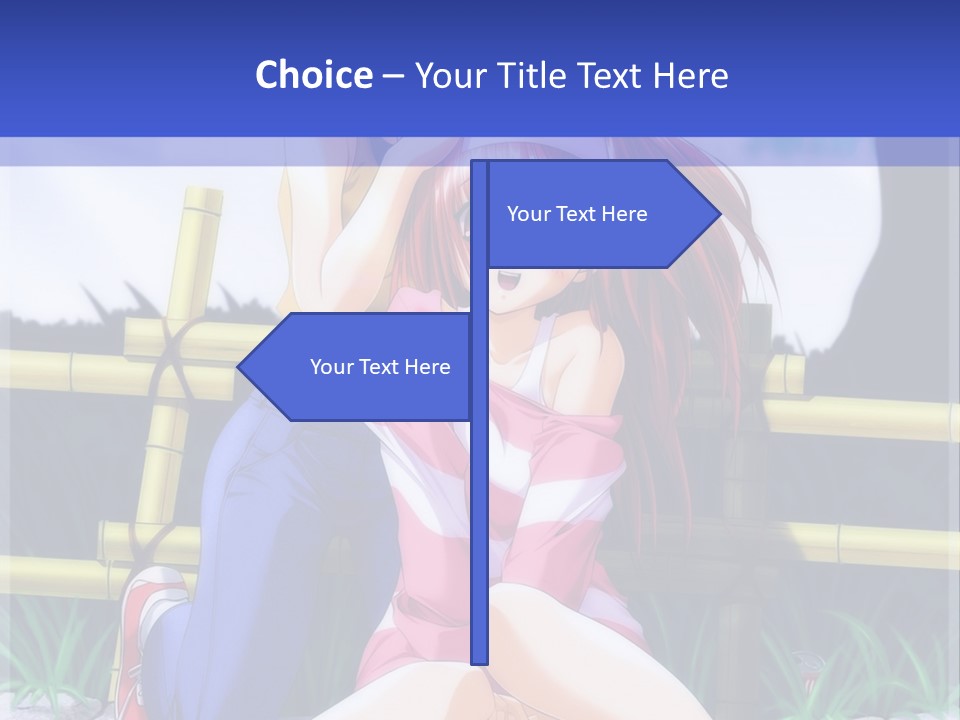 A Couple Of Anime Characters Sitting Next To Each Other PowerPoint Template