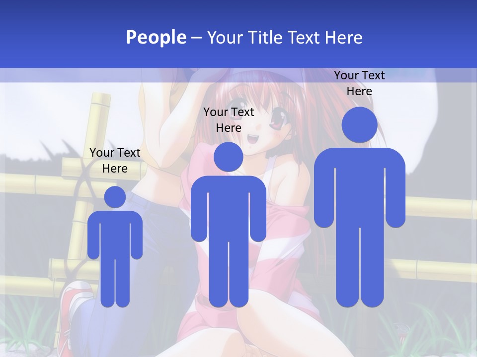 A Couple Of Anime Characters Sitting Next To Each Other PowerPoint Template