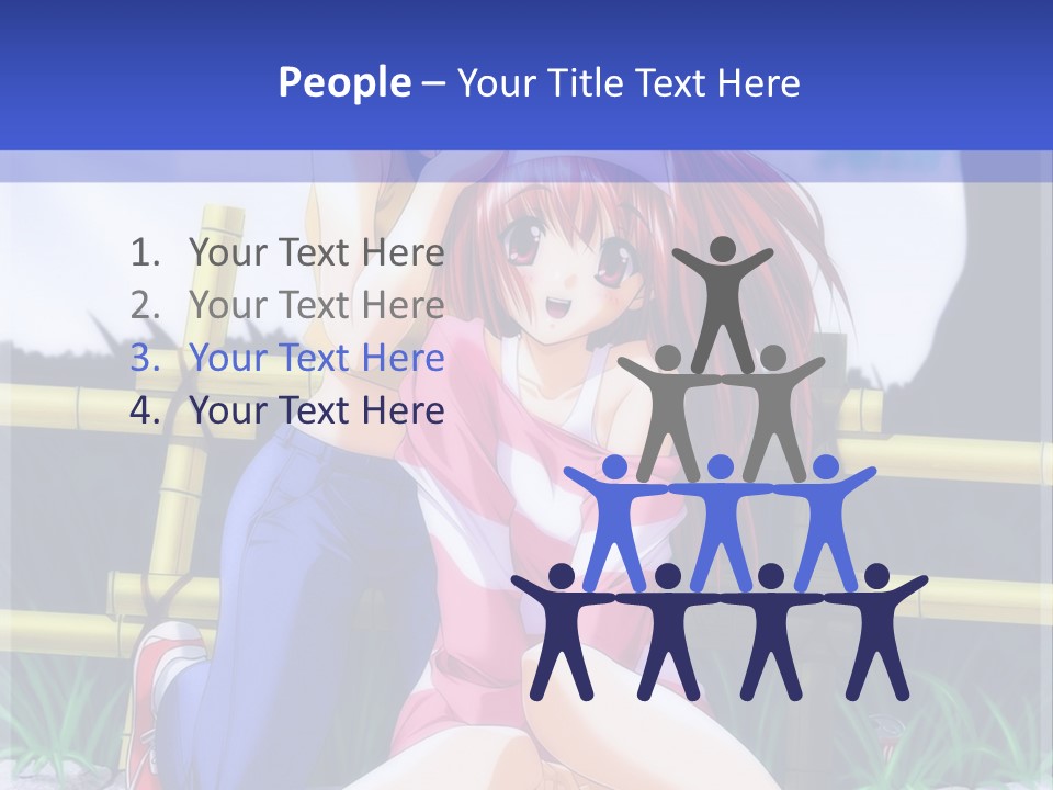 A Couple Of Anime Characters Sitting Next To Each Other PowerPoint Template