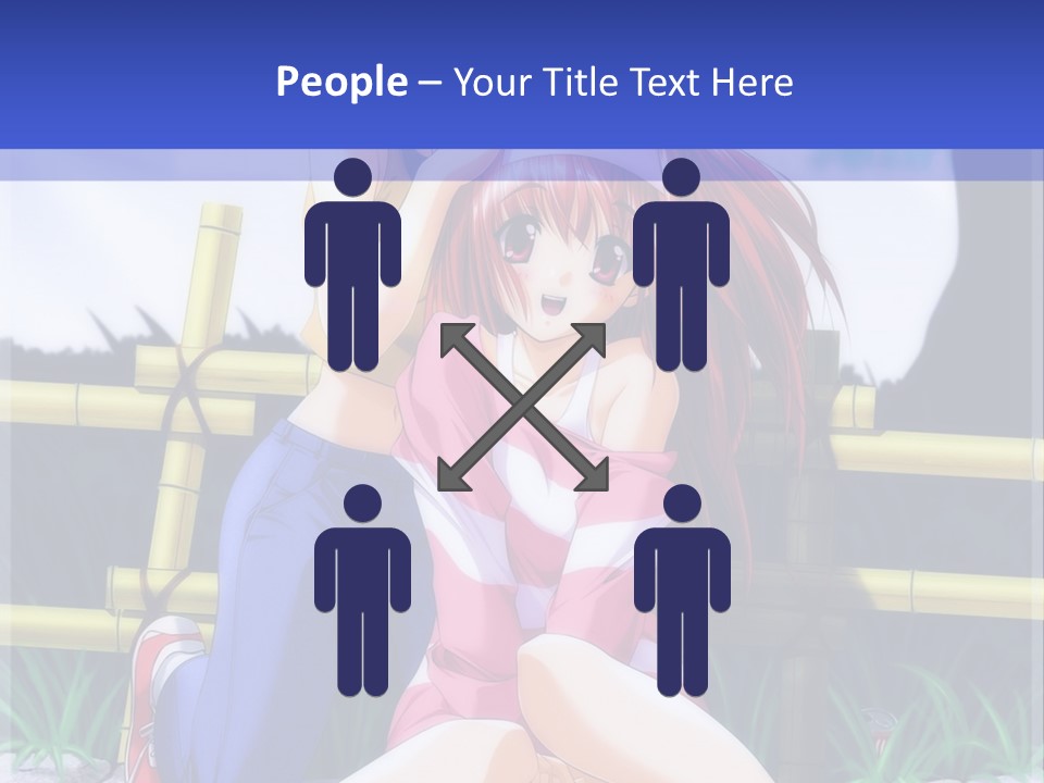 A Couple Of Anime Characters Sitting Next To Each Other PowerPoint Template