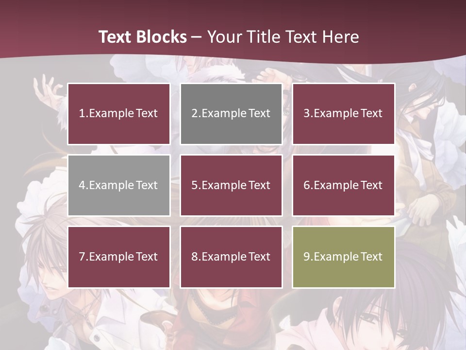 A Group Of Anime Characters With Flowers In The Background PowerPoint Template