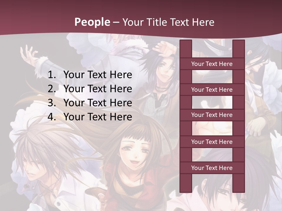 A Group Of Anime Characters With Flowers In The Background PowerPoint Template