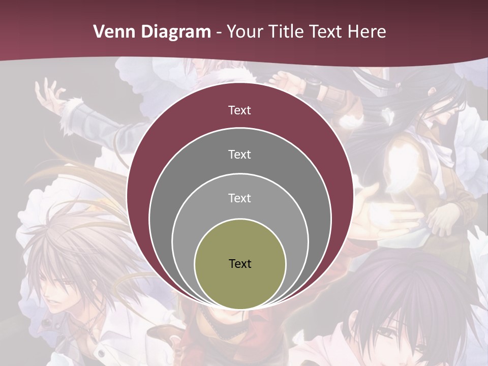 A Group Of Anime Characters With Flowers In The Background PowerPoint Template