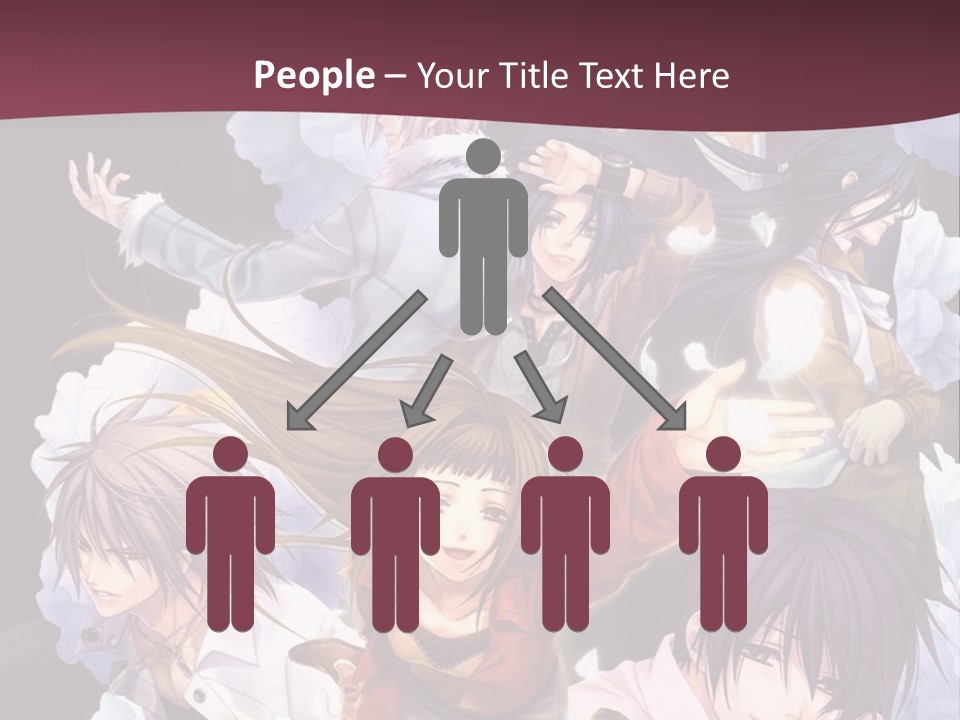 A Group Of Anime Characters With Flowers In The Background PowerPoint Template