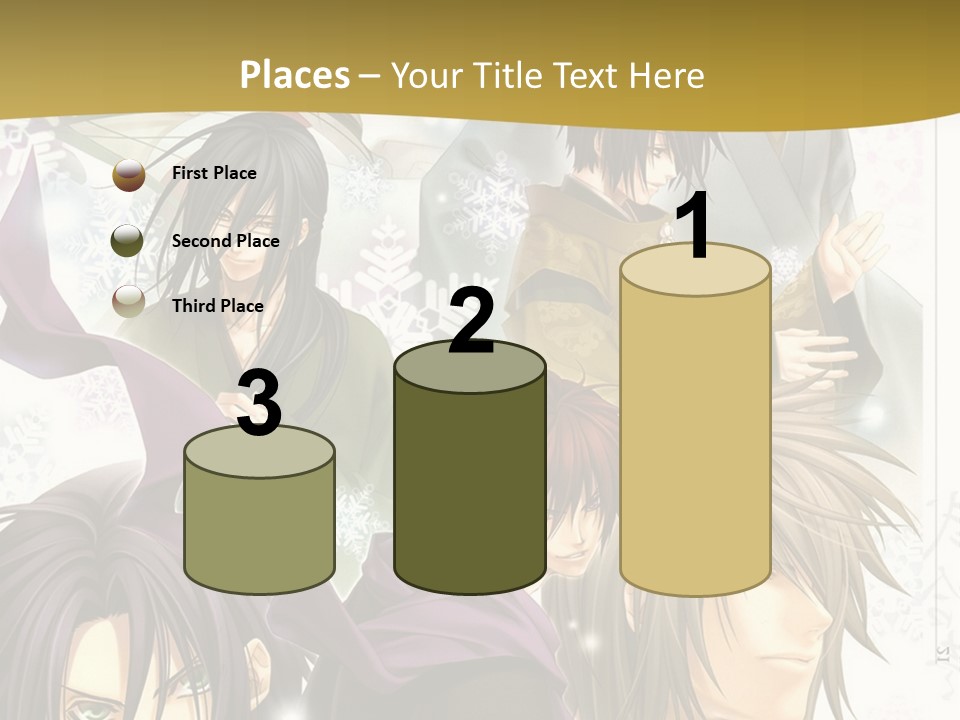 A Group Of Anime Characters With A Gold Background PowerPoint Template