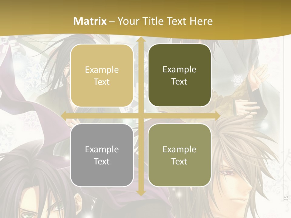 A Group Of Anime Characters With A Gold Background PowerPoint Template