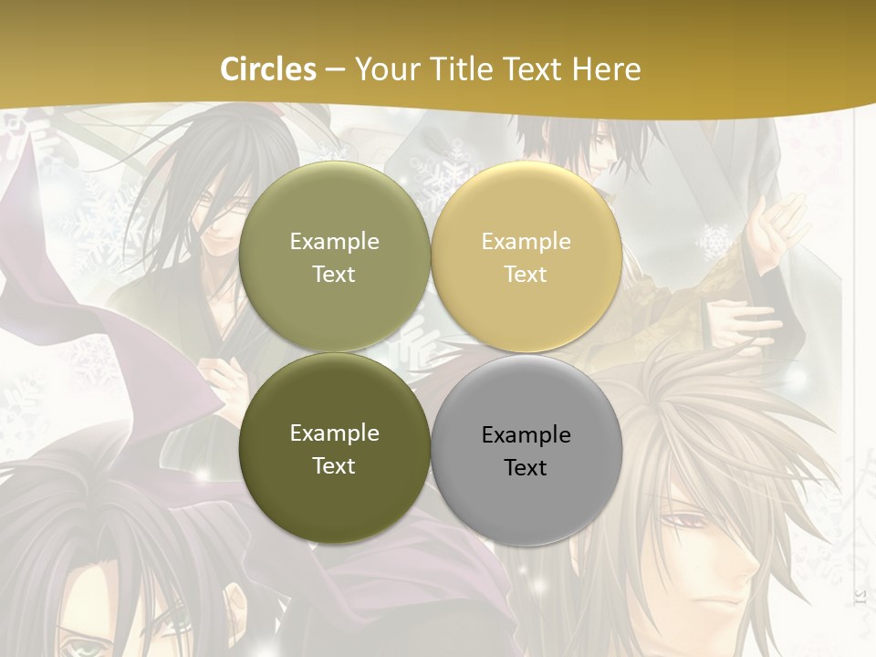 A Group Of Anime Characters With A Gold Background PowerPoint Template
