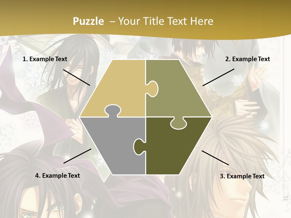 A Group Of Anime Characters With A Gold Background PowerPoint Template