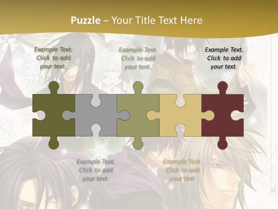 A Group Of Anime Characters With A Gold Background PowerPoint Template