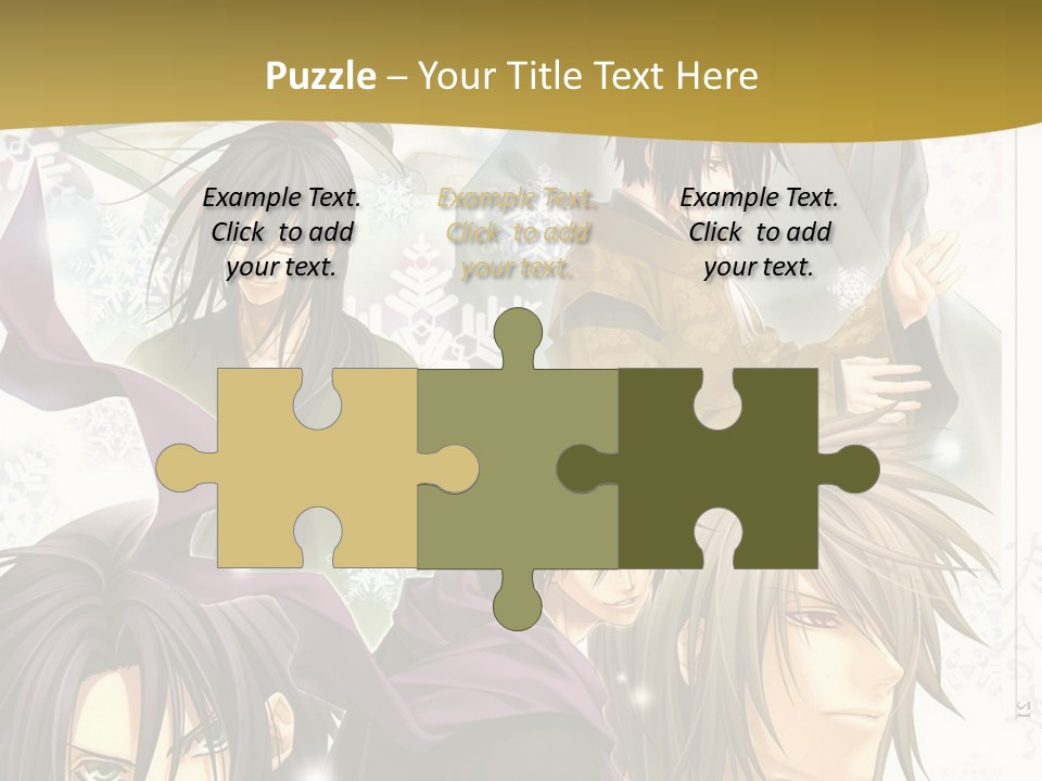 A Group Of Anime Characters With A Gold Background PowerPoint Template