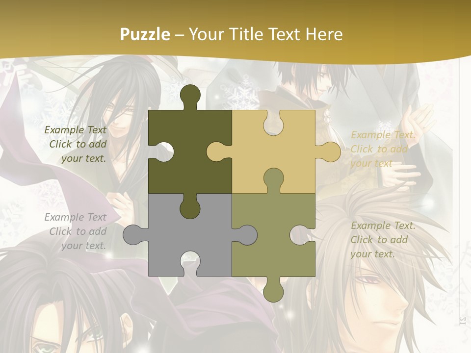 A Group Of Anime Characters With A Gold Background PowerPoint Template