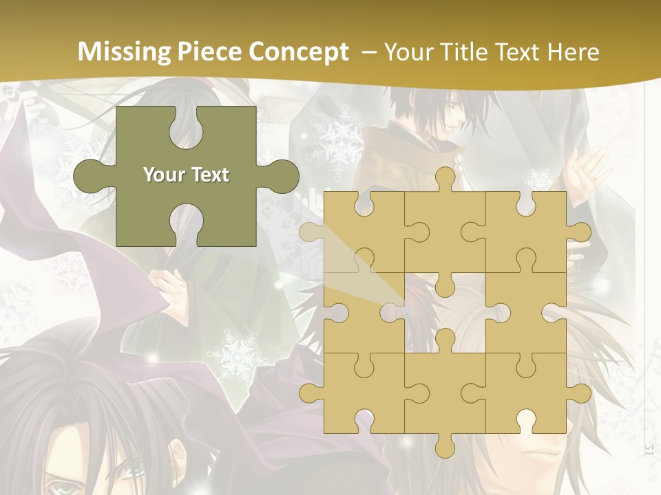A Group Of Anime Characters With A Gold Background PowerPoint Template