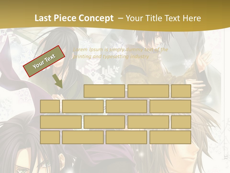 A Group Of Anime Characters With A Gold Background PowerPoint Template