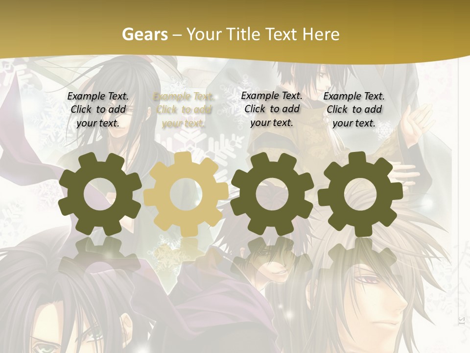 A Group Of Anime Characters With A Gold Background PowerPoint Template