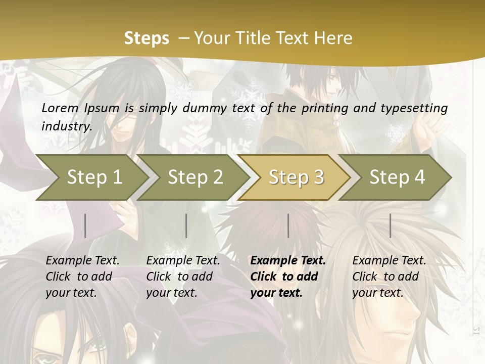 A Group Of Anime Characters With A Gold Background PowerPoint Template
